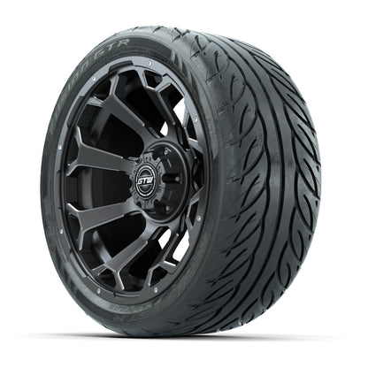 GTW® Raven Matte Gray/Ball Milled 14 in Wheels with 205/40-R14 Fusion GTR Steel Belt Radial Street Tires – Full Set