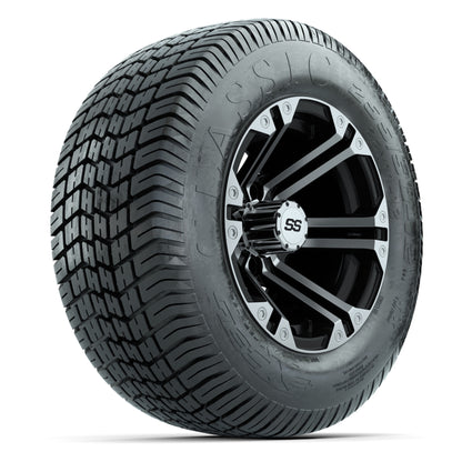GTW® Specter Black/Machined 12 in Wheels with 255/50-12 Excel Classic Street Tires – Full Set