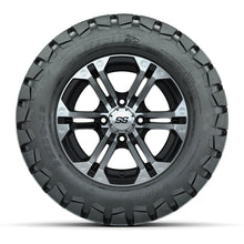 12 inch Specter Black/Machined Lifted Golf Cart Wheels on 22 inch Trail Tires-Set of 4