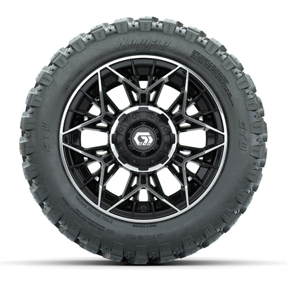 Set of (4) 12 in GTW® Stellar Machined & Black Wheels with 22x11-R12 Nomad All-Terrain Tires
