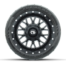 GTW® Helix Black/Machined 12 in Wheels with 215/40-R12 Fusion GTR Steel Belt Radial Street Tires – Full Set