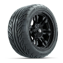 GTW® Shogun Gloss Black 14 in Wheels with 225/40-R14 Fusion GTR Steel Belt Radial Street Tires – Full Set