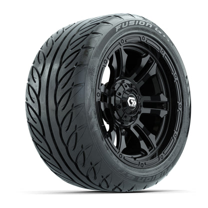 GTW® Shogun Gloss Black 14 in Wheels with 225/40-R14 Fusion GTR Steel Belt Radial Street Tires – Full Set