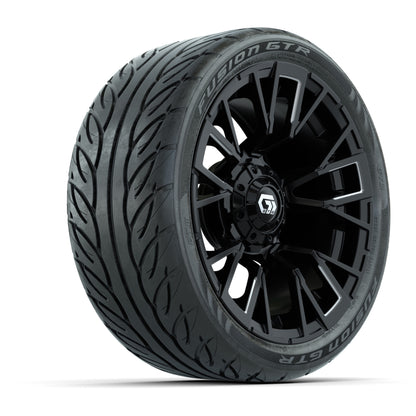 GTW® Vandal Matte Black/Machined 14 in Wheels with 205/40-R14 Fusion GTR Steel Belted Street Tires – Full Set
