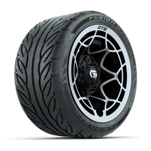 GTW® Nexus Black with Silver Face 12 in Wheels with 215/40-R12 Fusion GTR Steel Belt Radial Street Tires – Full Set