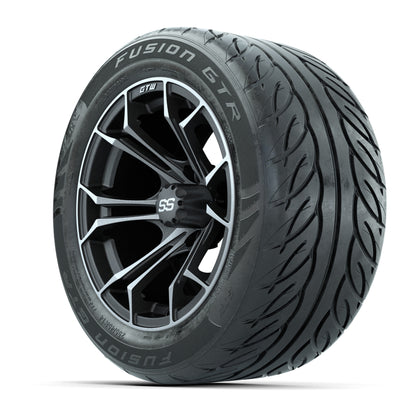 GTW® Spyder Matte Gray/Machined 14 in Wheels with 255/45-R14 Fusion GTR Steel Belt Radial Street Tires – Full Set