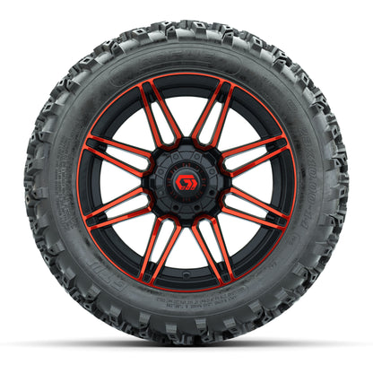 GTW® Stealth Red/Machined 14 in Wheels with 23X10-14 Rogue All-Terrain Tires – Full Set
