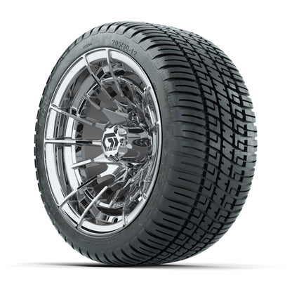 GTW® Boost Chrome 12 in Wheels with 205/30-12 Fusion Street Tires – Full Set