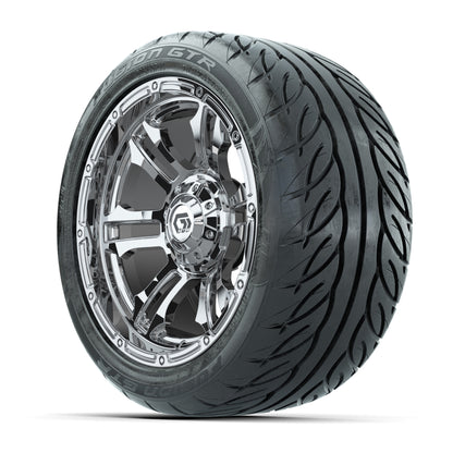 GTW® Shogun Chrome 14 in Wheels with 225/40-R14 Fusion GTR Steel Belt Radial Street Tires – Full Set