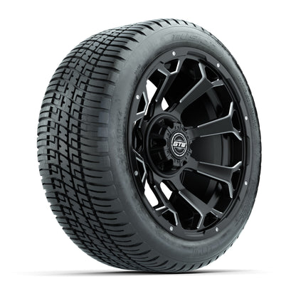 GTW® Raven Matte Black/Ball Milled 14 in Wheels with 205/30-R14 Fusion Street Tires – Full Set