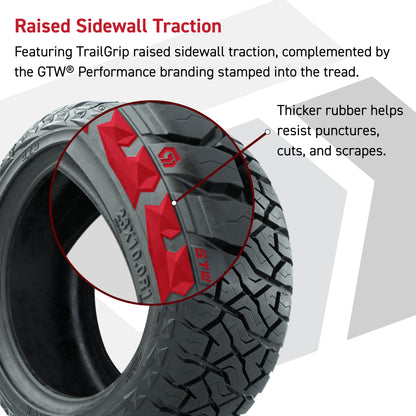 GTW® Spyder Silver Brush 14 in Wheels with 205/35-R14 Maverick Low-Profile All-Terrain Tires - Full Set