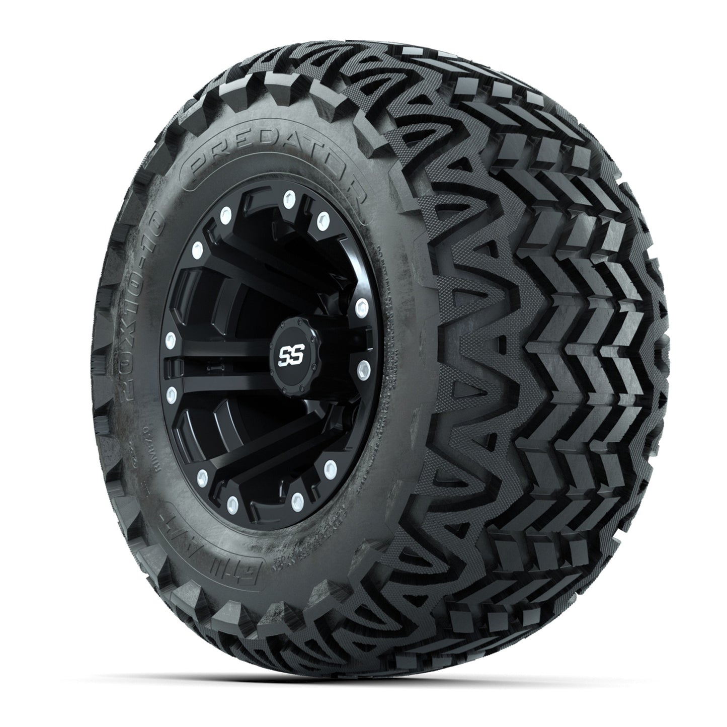 Specter Matte Black Wheels and A-T Tires - 10 Inch