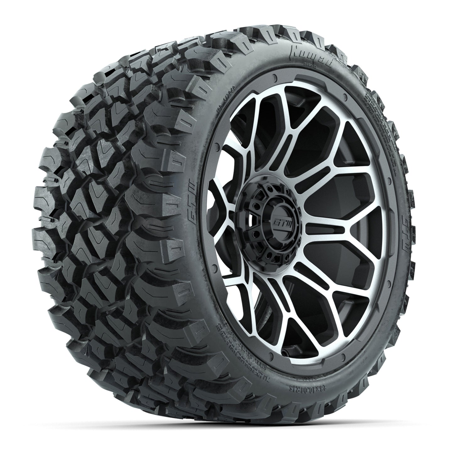 Set of (4) 15″ GTW Bravo Matte Gray Wheels with 23x10-R15 Nomad All-Terrain Tires