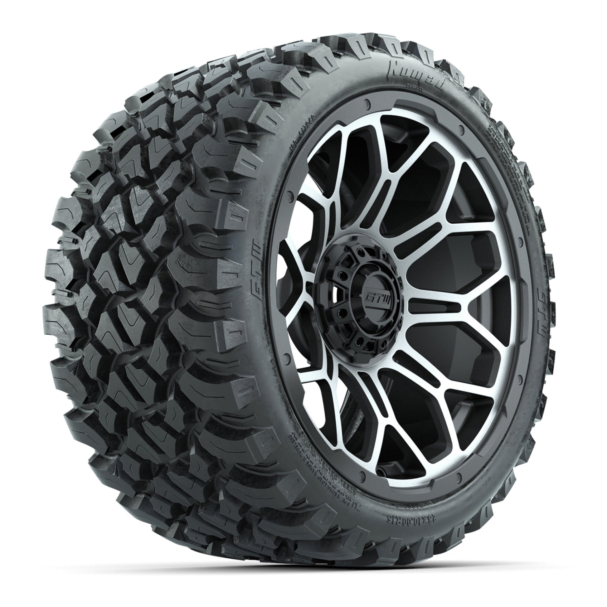 Set of (4) 15″ GTW Bravo Matte Gray Wheels with 23x10-R15 Nomad All-Terrain Tires