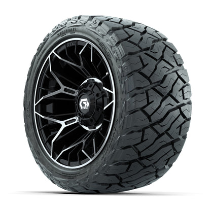 GTW Stellar Black/Machined 12 in Wheels with 215/40-R12 Maverick Low-Profile All-Terrain Tires – Full Set