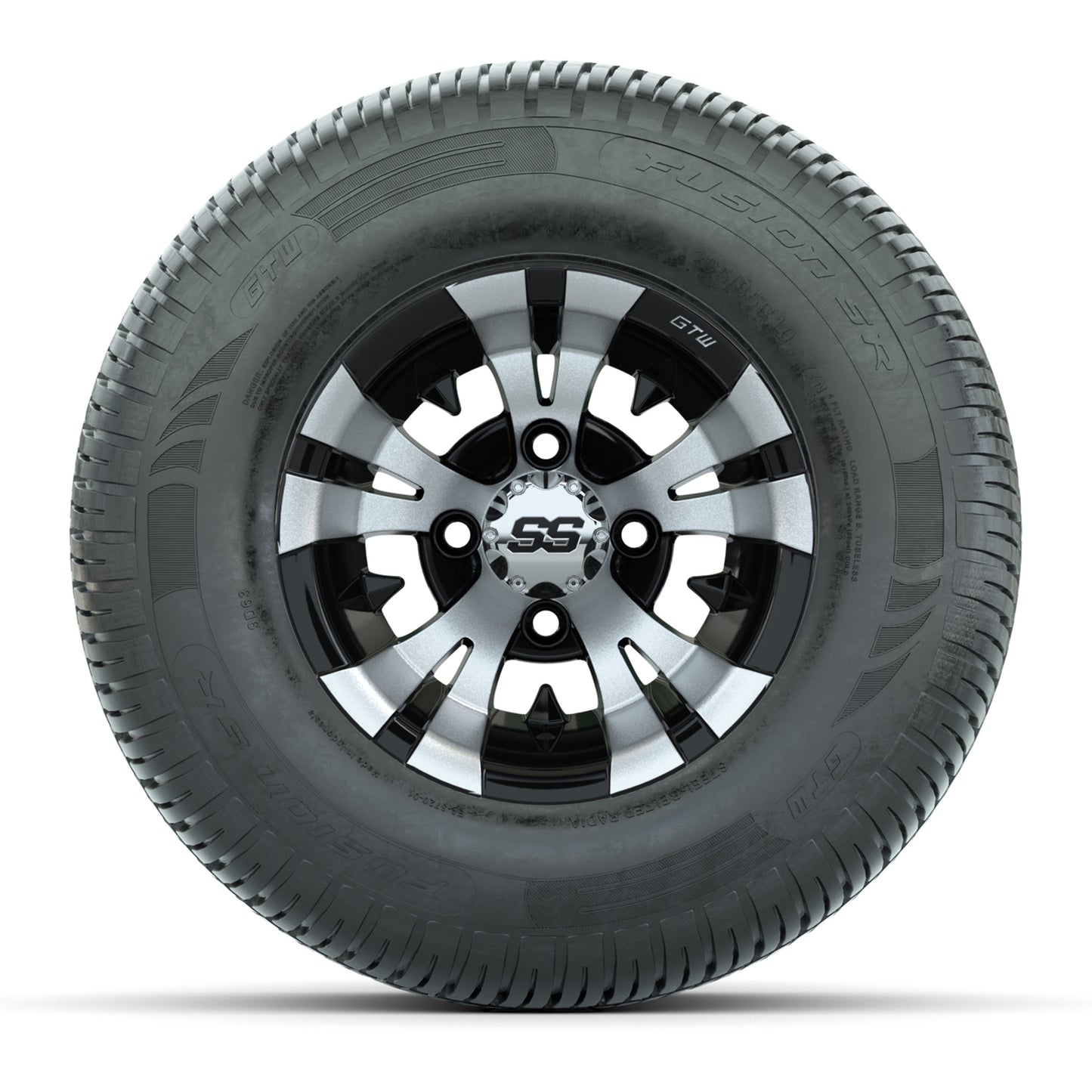 GTW Vampire Black and Machined 10 in Wheels with 20in Fusion Street Tires – Set of 4