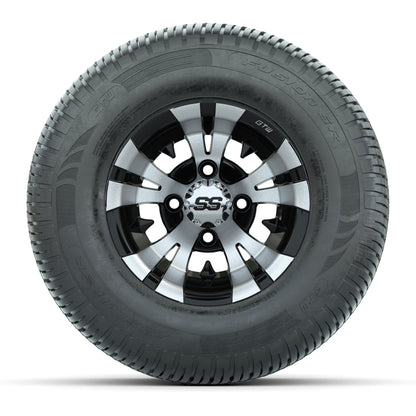 GTW Vampire Black and Machined 10 in Wheels with 20in Fusion Street Tires – Set of 4
