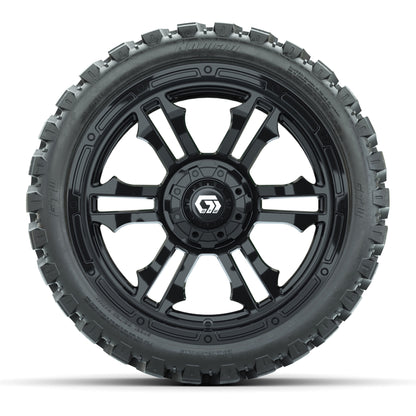 GTW® Shogun Gloss Black 15 in Wheels with 23x10-R15 Nomad Steel Belted Radial All-Terrain Tires – Full Set