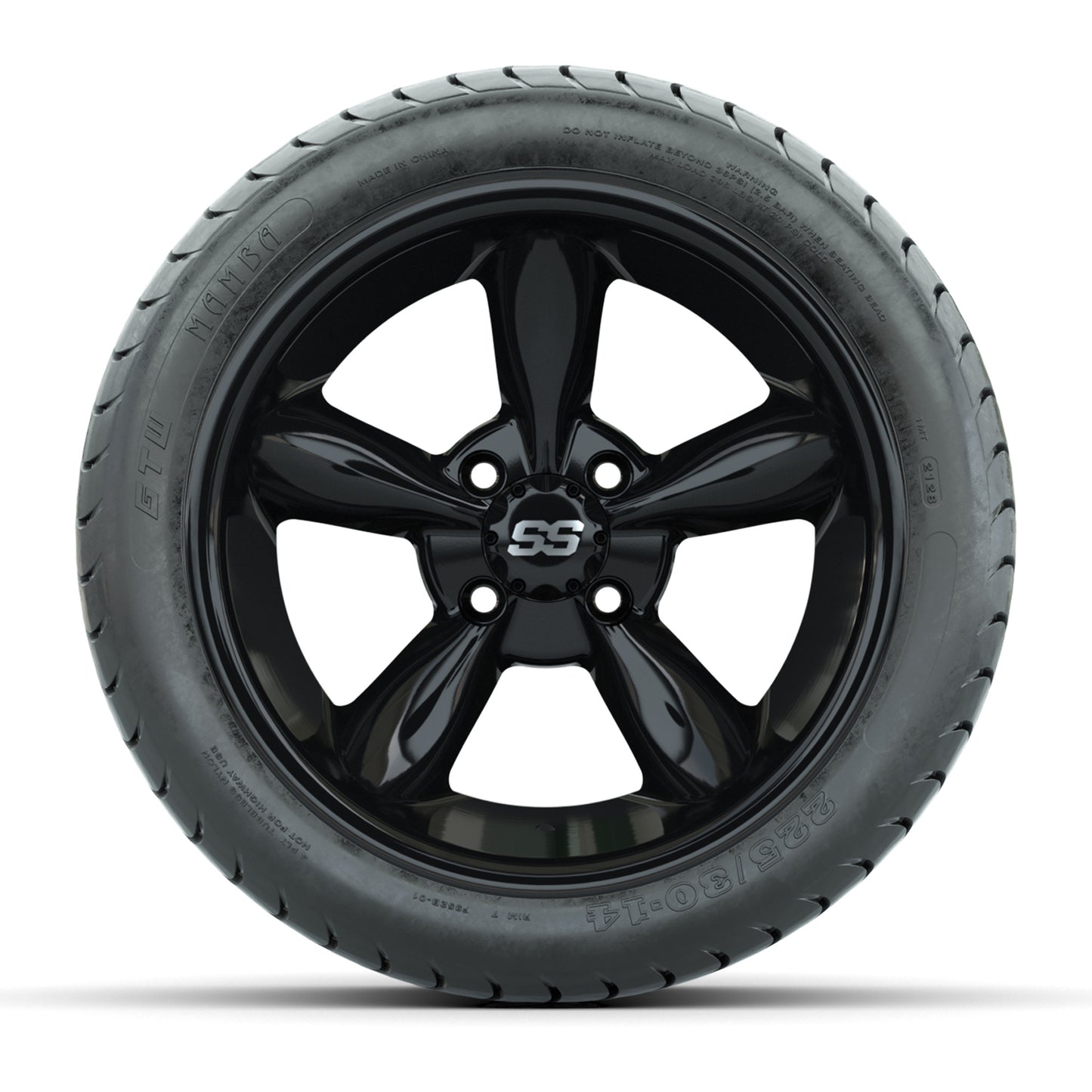 Set of (4) 14 in GTW Godfather Wheels with 225/30-14 Mamba Street Tires