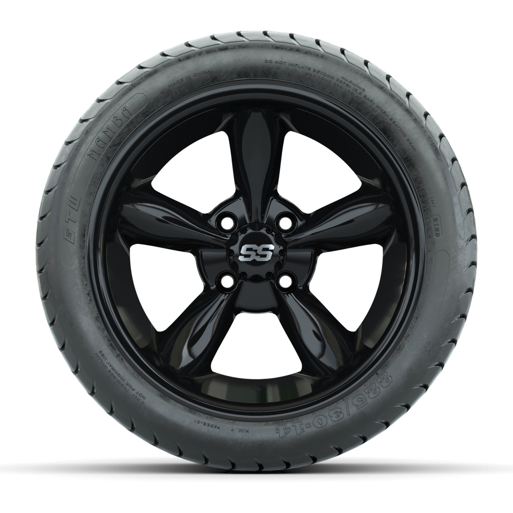 Set of (4) 14 in GTW Godfather Wheels with 225/30-14 Mamba Street Tires