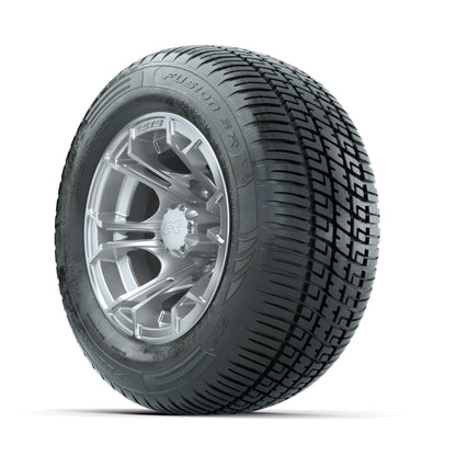 GTW Spyder Silver Brush 10 in Wheels with 205/50-10 Fusion SR Steel Belted Radial Tires - Full Set