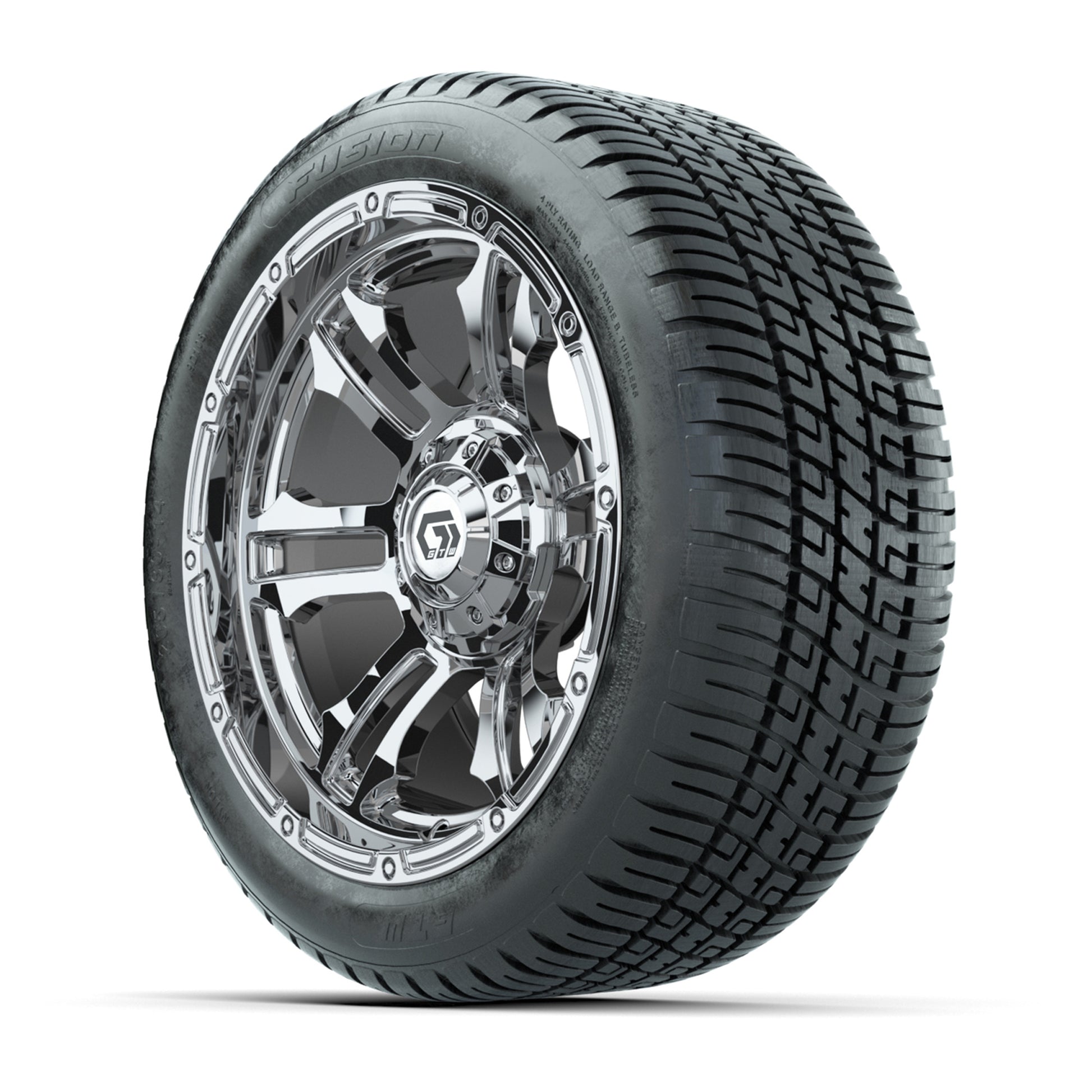 GTW® Shogun Chrome 14 in Wheels with 205/30-14 Fusion Street Tires – Full Set
