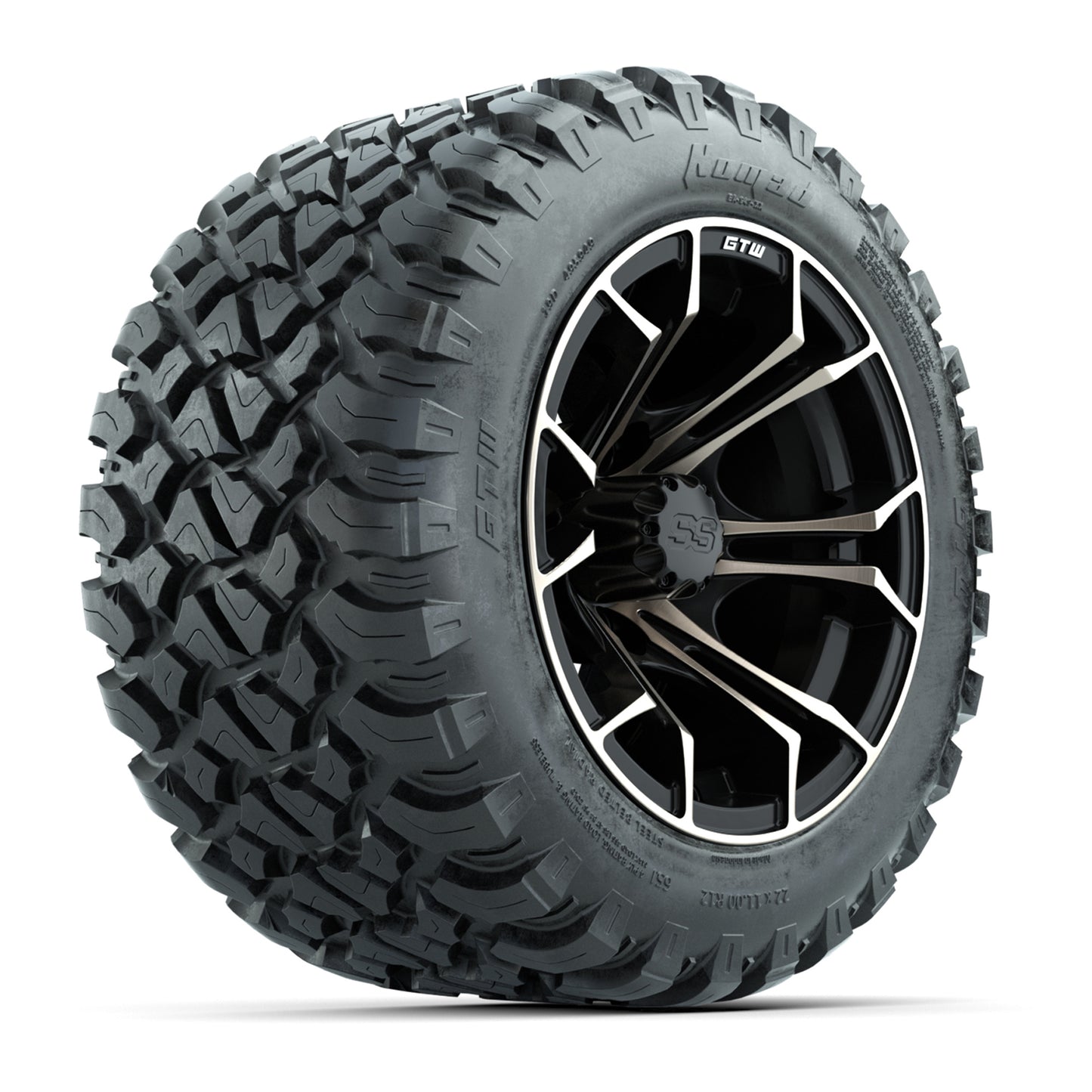 GTW® Spyder Matte Black/Bronze 12 in Wheels with 22X11-R12 Nomad Steel Belt Radial All-Terrain Tires – Full Set