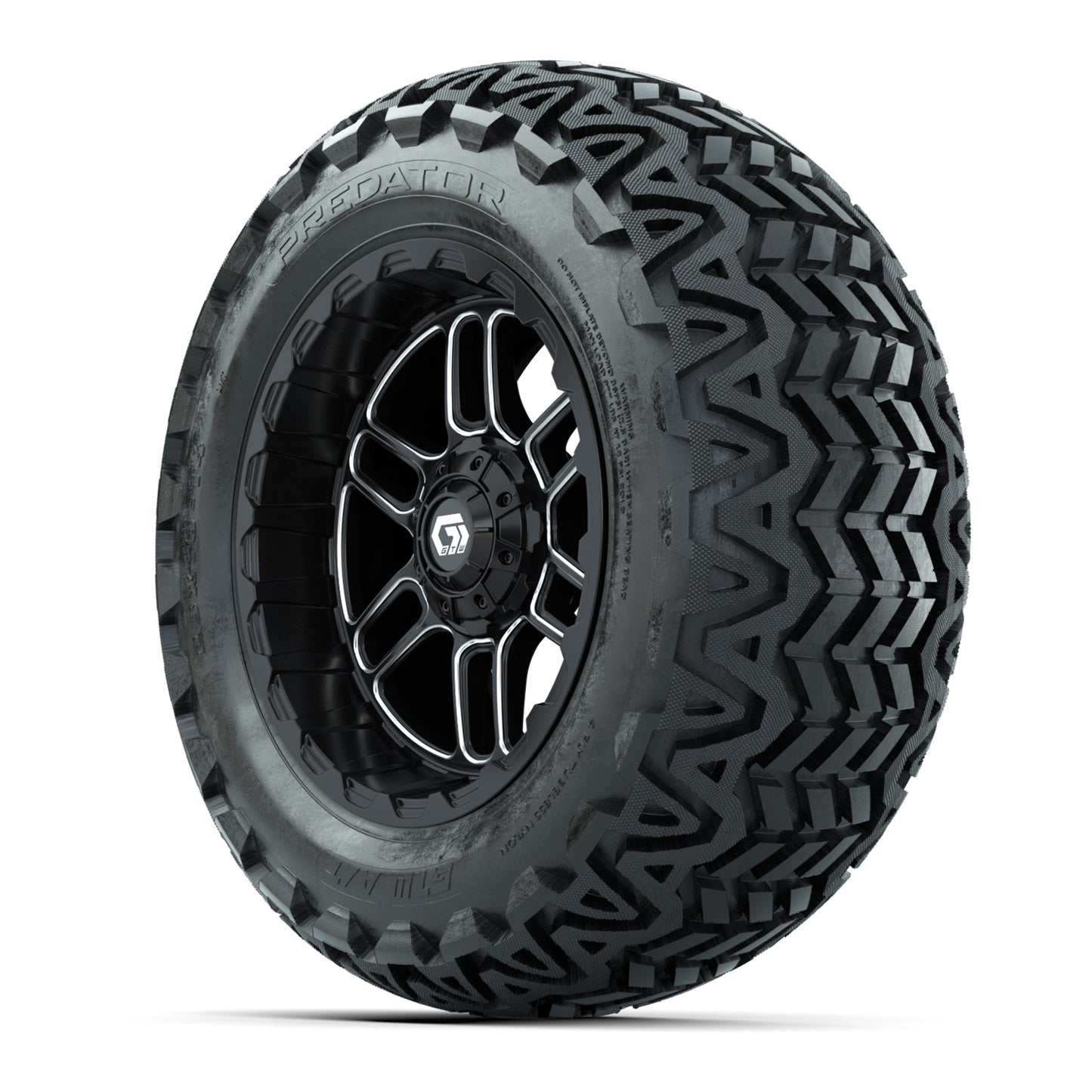 Set of (4) 14 in GTW® Titan Machined & Black Wheels with 23x10-14 Predator All-Terrain Tires