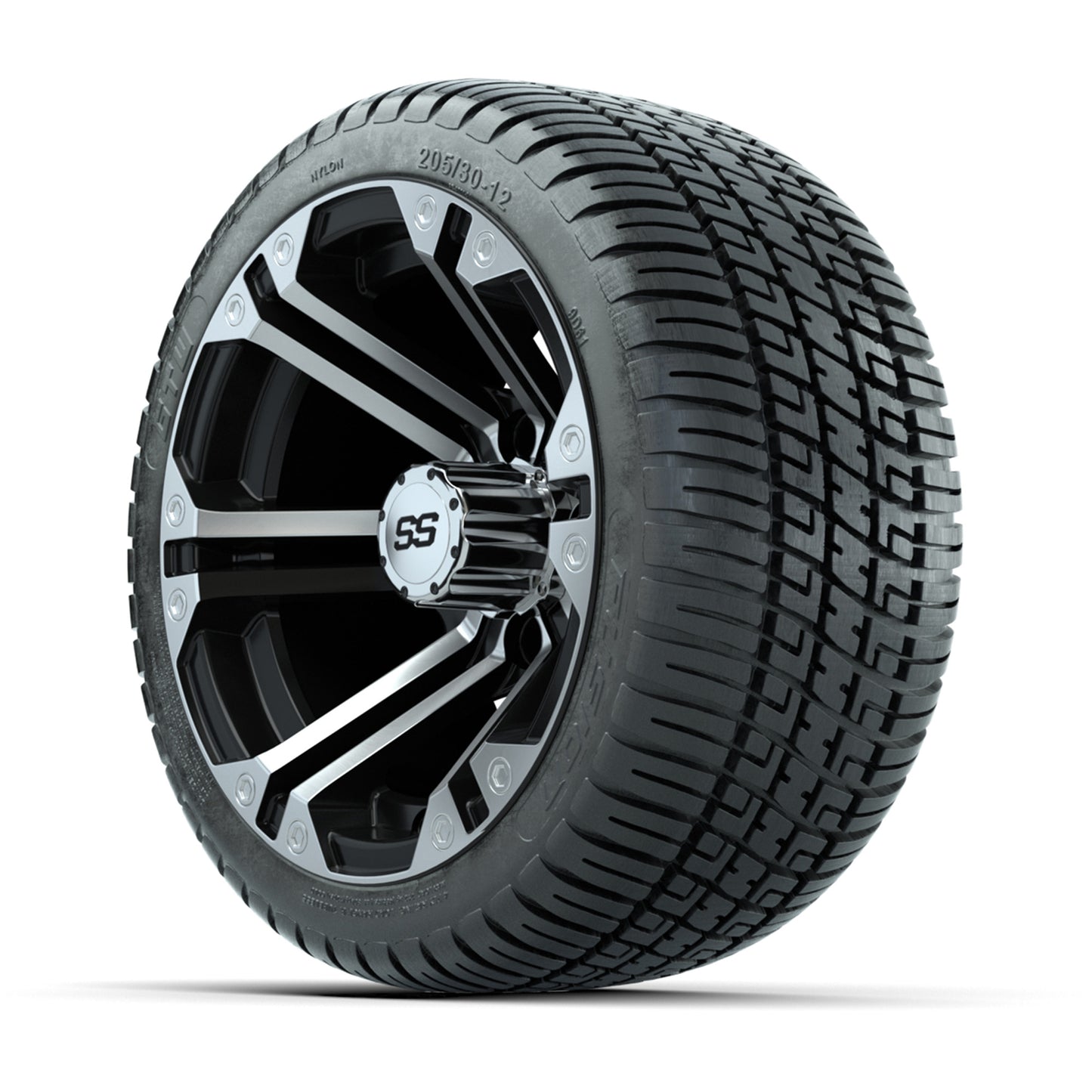 12” GTW Specter Black and Machined Wheels with 18” Fusion Street Tires – Set of 4