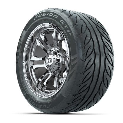 GTW® Shogun Chrome 14 in Wheels with 255/45-R14 Fusion GTR Steel Belt Radial Street Tires – Full Set