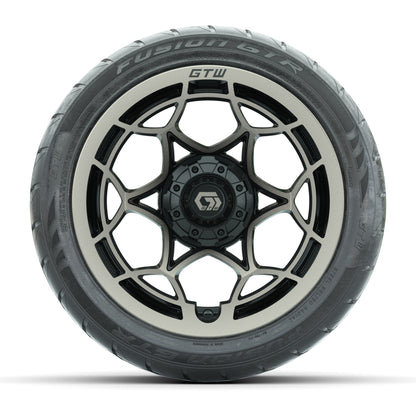 GTW® Nexus Black with Bronze Face 14 in Wheels with 225/40-R14 Fusion GTR Steel Belt Radial Street Tires – Full Set