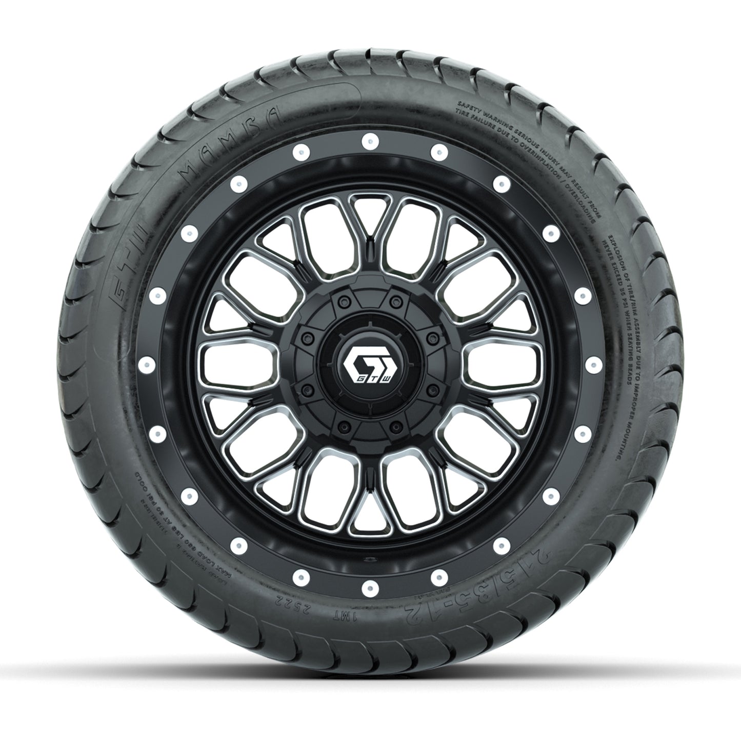 Set of (4) 12 in GTW® Helix Machined & Black Wheels with 215/35-12 Mamba Street Tires