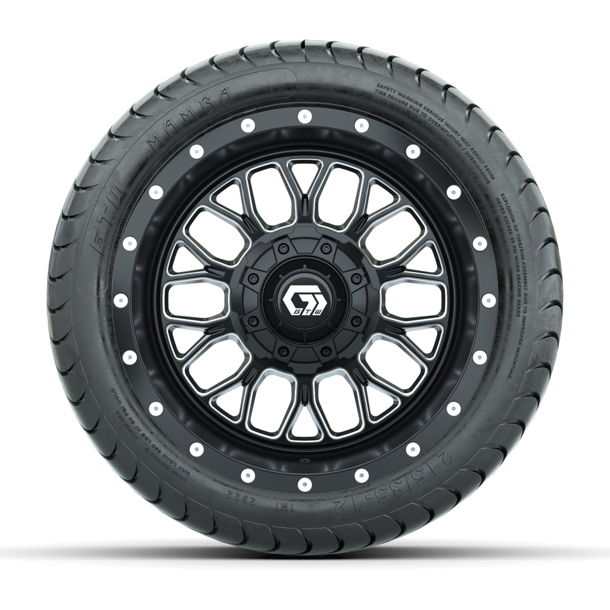 Set of (4) 12 in GTW® Helix Machined & Black Wheels with 215/35-12 Mamba Street Tires
