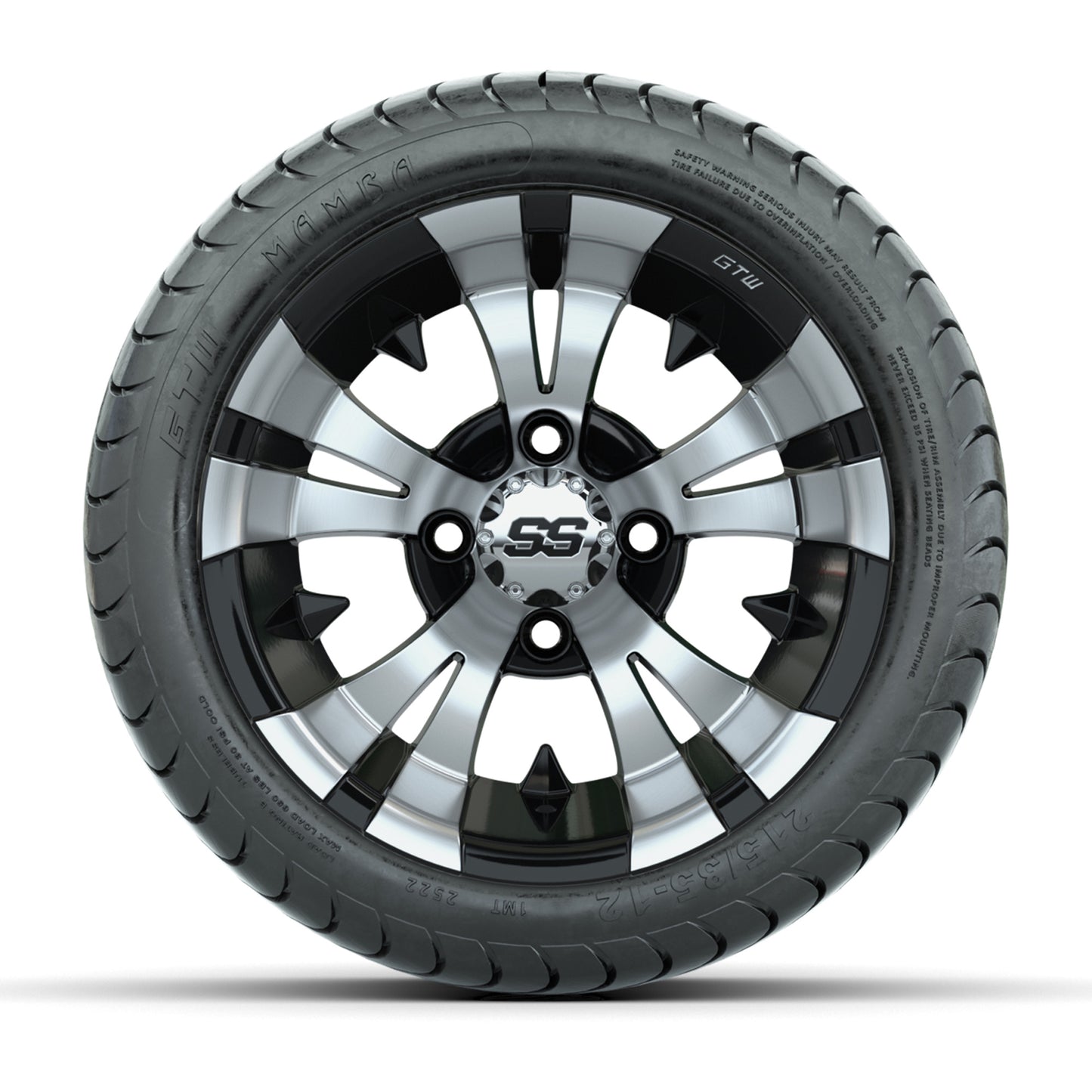 GTW Vampire Black and Machined 12 in Wheels with 18in Mamba Street Tires – Set of 4