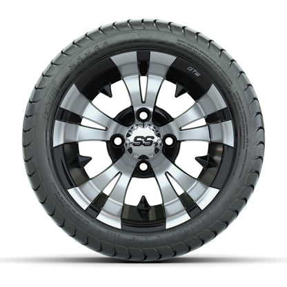 GTW Vampire Black and Machined 12 in Wheels with 18in Mamba Street Tires – Set of 4