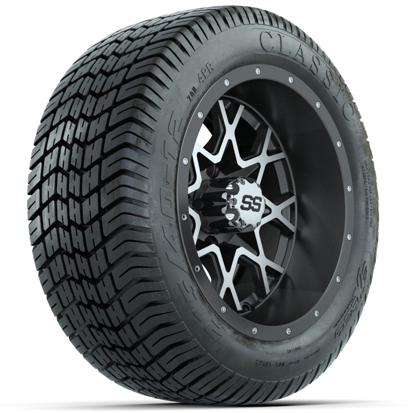 Set of (4) 12 in GTW Vortex Wheels with 215/40-12 Excel Classic Street Tires