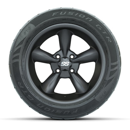 GTW® Godfather Matte Gray 14 in Wheels with 255/45-R14 Fusion GTR Steel Belt Radial Street Tires – Full Set