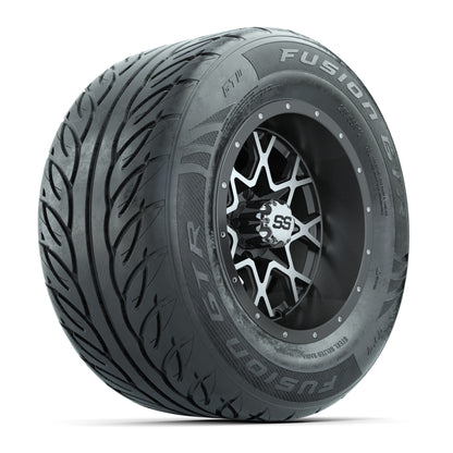 GTW® Vortex 2 Matte Gray/Machined 12 in Wheels with 255/55-R12 Fusion GTR Steel Belt Radial Street Tires - Full Set