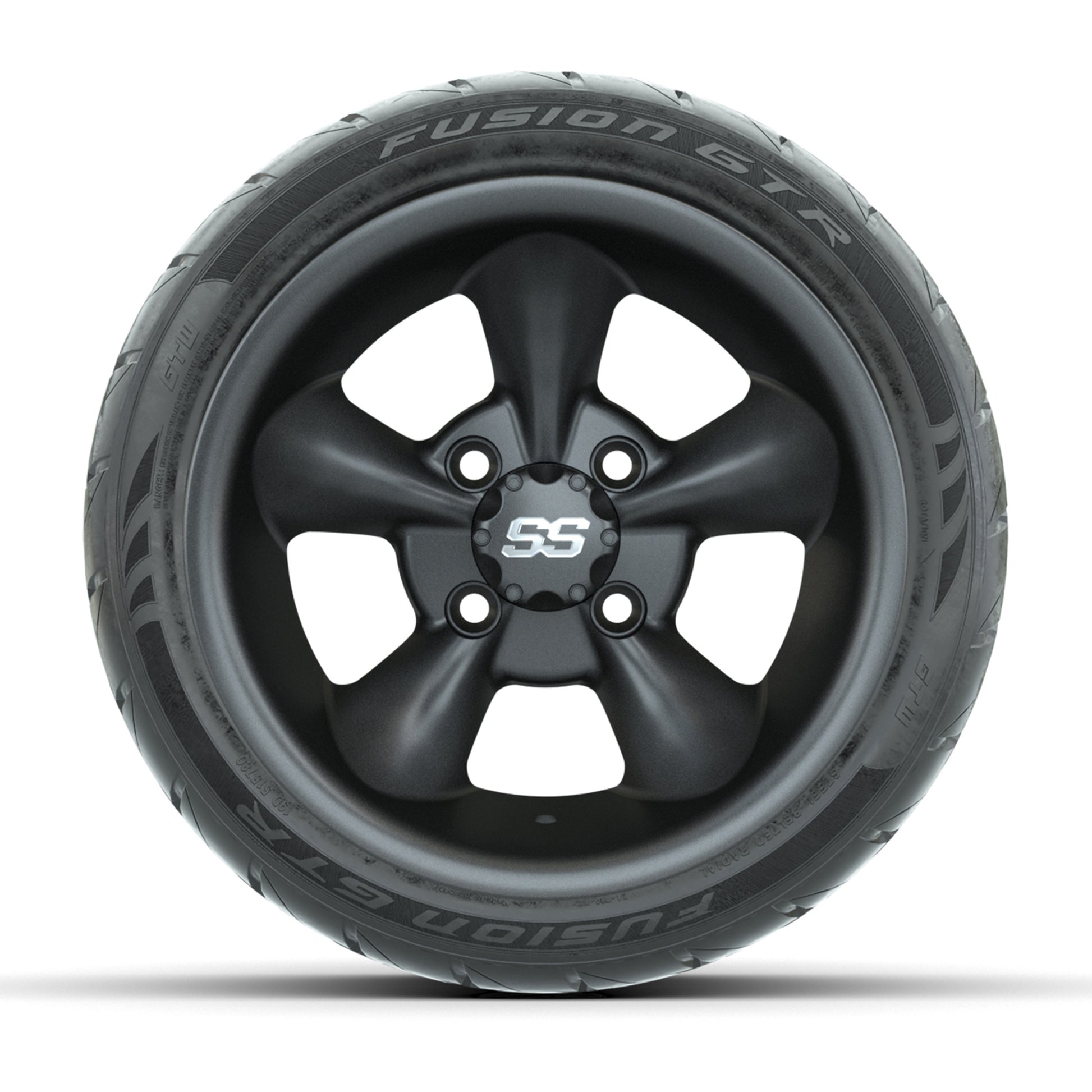 GTW® Godfather Matte Gray 12 in Wheels with 215/40-R12 Fusion GTR Steel Belt Radial Street Tires – Full Set