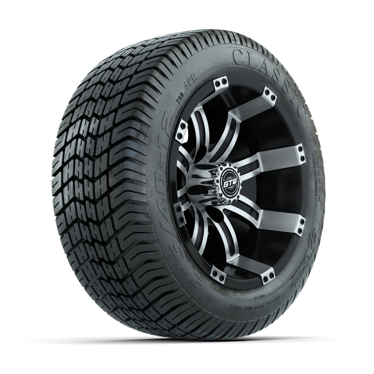 12” GTW Tempest Black and Machined Wheels with Excel Lo-Profile Street Tires – Set of 4