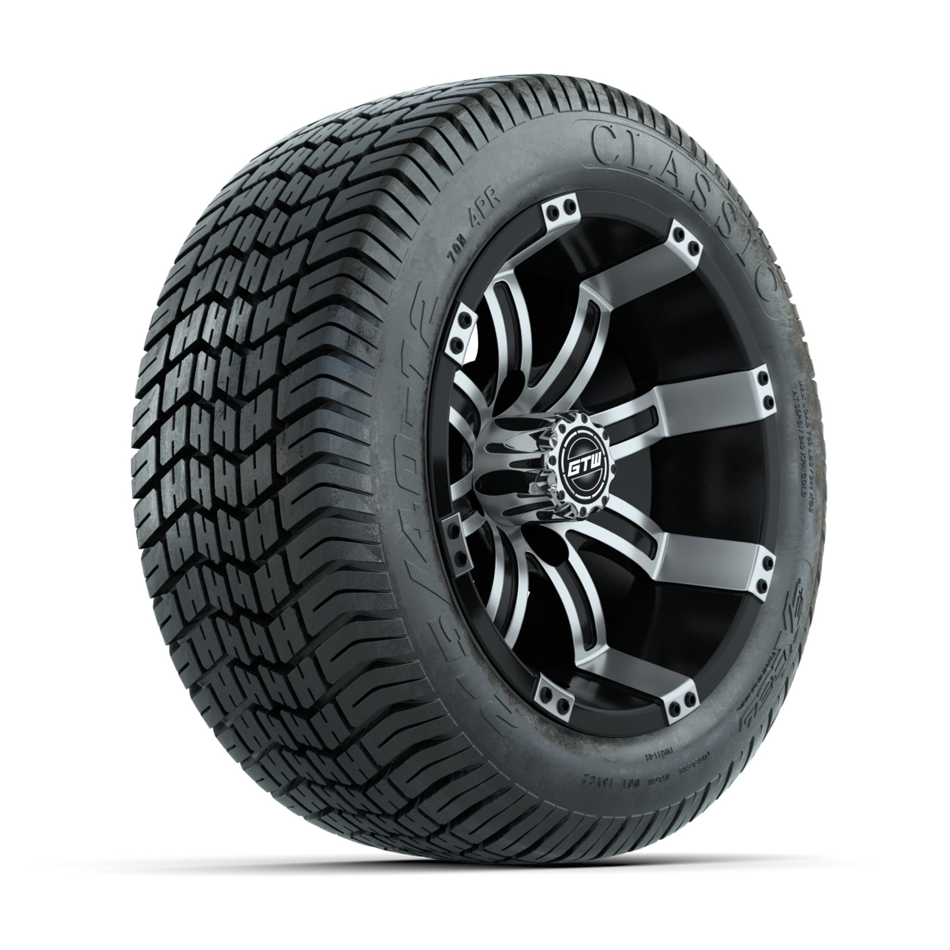 12” GTW Tempest Black and Machined Wheels with Excel Lo-Profile Street Tires – Set of 4