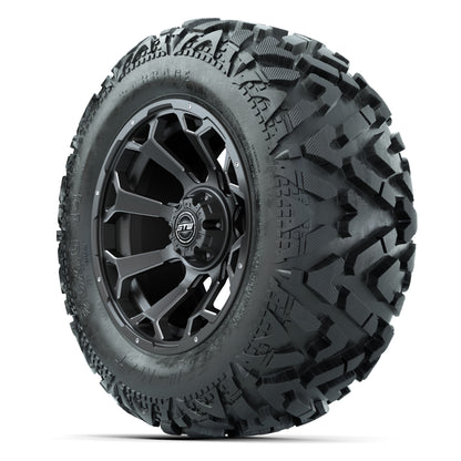 GTW Raven Matte Gray/Ball Mill 14 in Wheels with 25x10-14 Barrage Mud Tires – Full Set