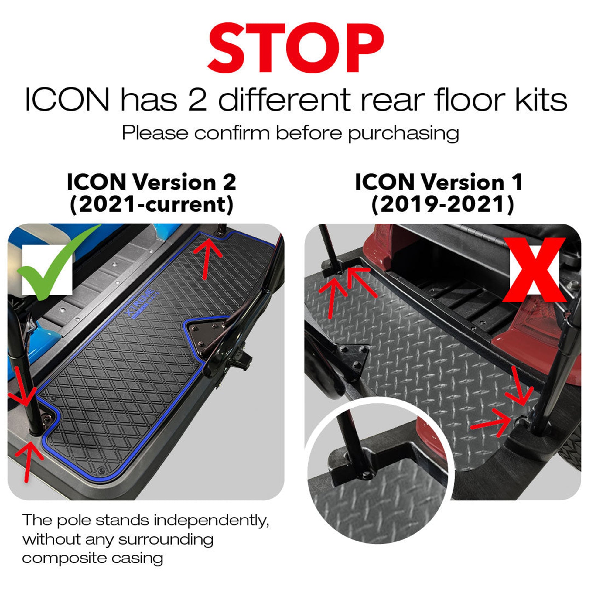 Xtreme Rear Floor Mat for ICON I40, i60 Rear Seats - Black/Red