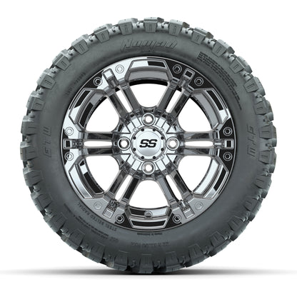 GTW® Specter Chrome 12 in Wheels with 22X11-R12 Nomad Steel Belt Radial All-Terrain Tires – Full Set