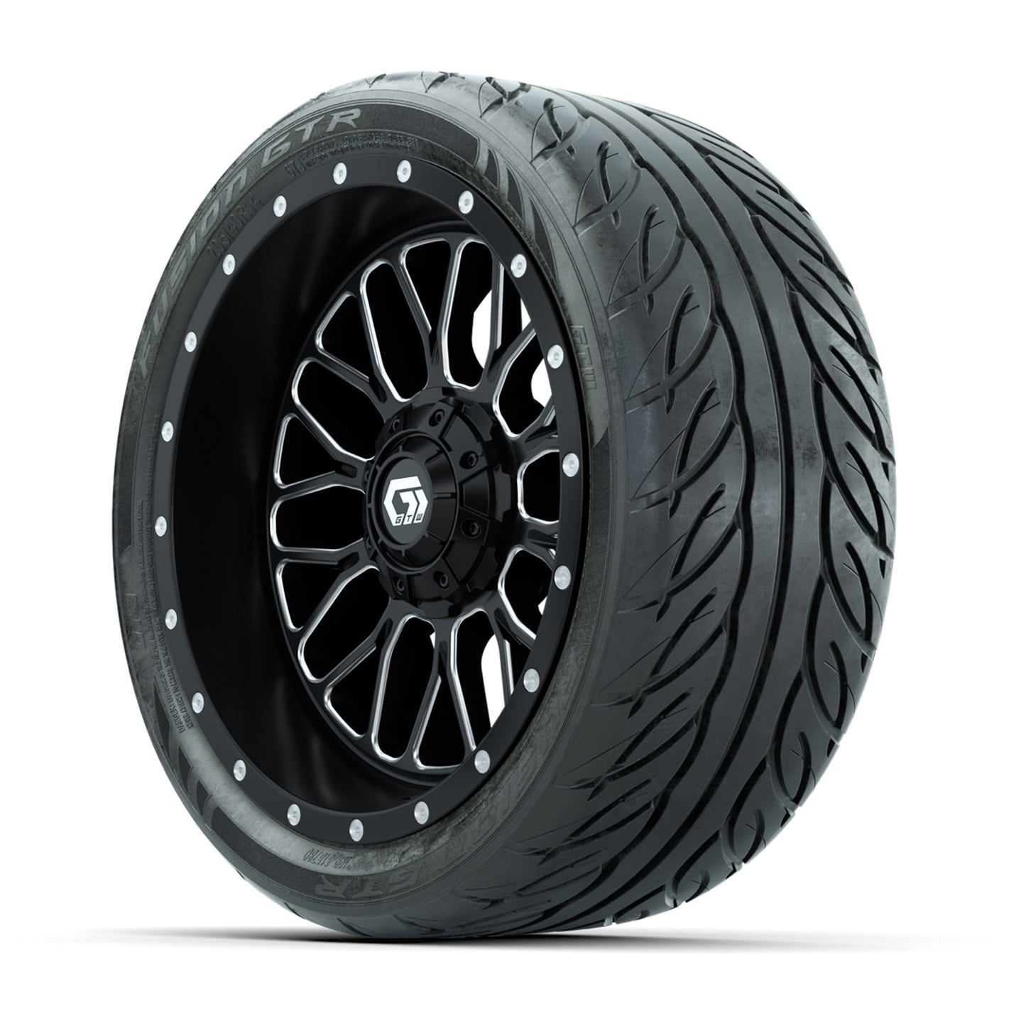 Set of (4) 14 in GTW® Helix Machined & Black Wheels with 205/40-R14 Fusion GTR Street Tires