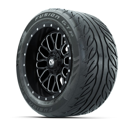 GTW® Helix Black/Machined 14 in Wheels with 255/45-R14 Fusion GTR Steel Belt Radial Street Tires – Full Set
