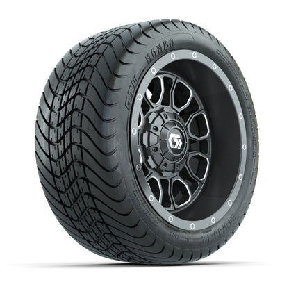 GTW Volt Gunmetal/Machined 12 in Wheels with 215/35-12 Mamba Street Tires – Full Set