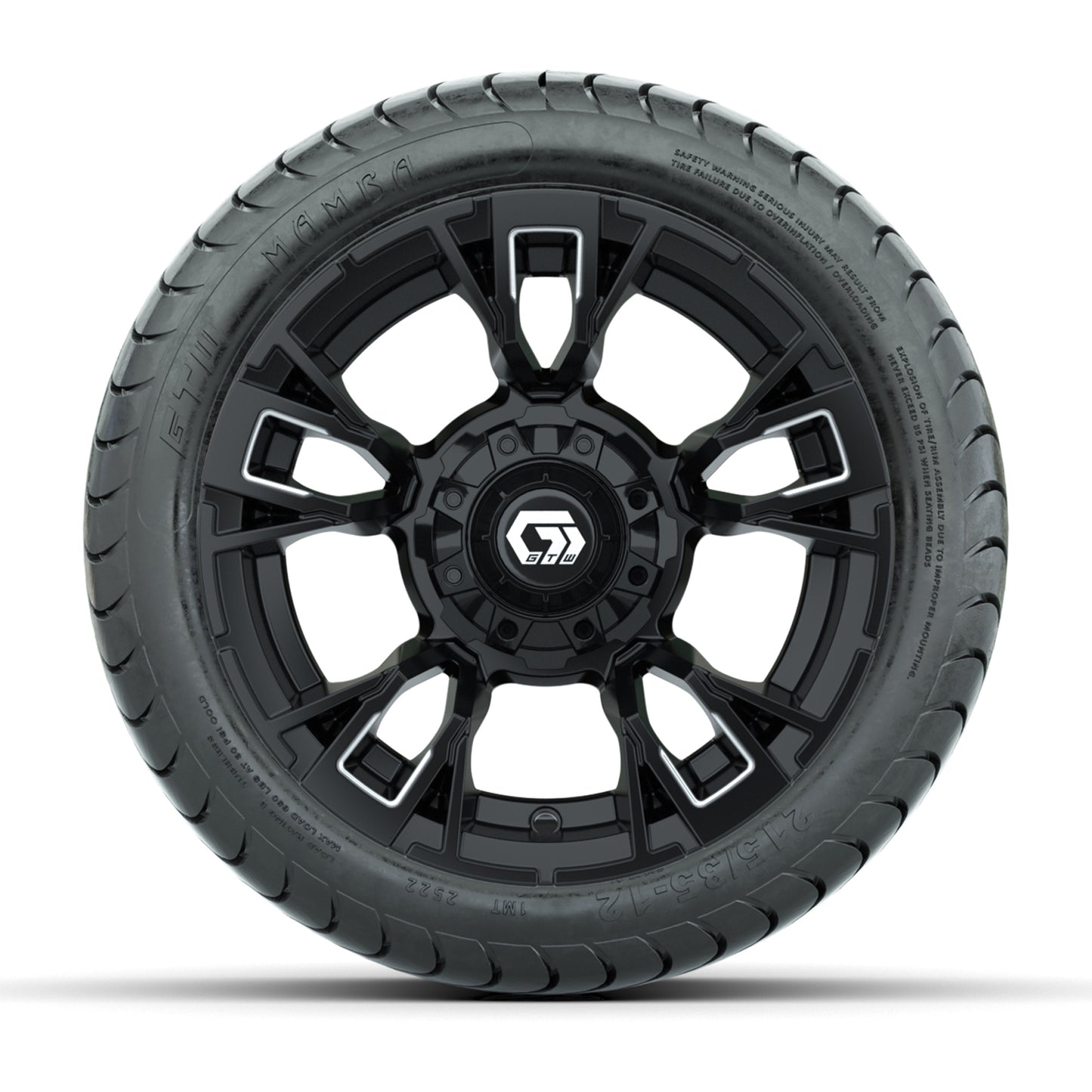 GTW® Vandal Matte Black/Machined 12 in Wheels with 215/35-12 Mamba Street Tires – Full Set
