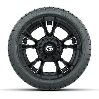 GTW® Vandal Matte Black/Machined 12 in Wheels with 215/35-12 Mamba Street Tires – Full Set