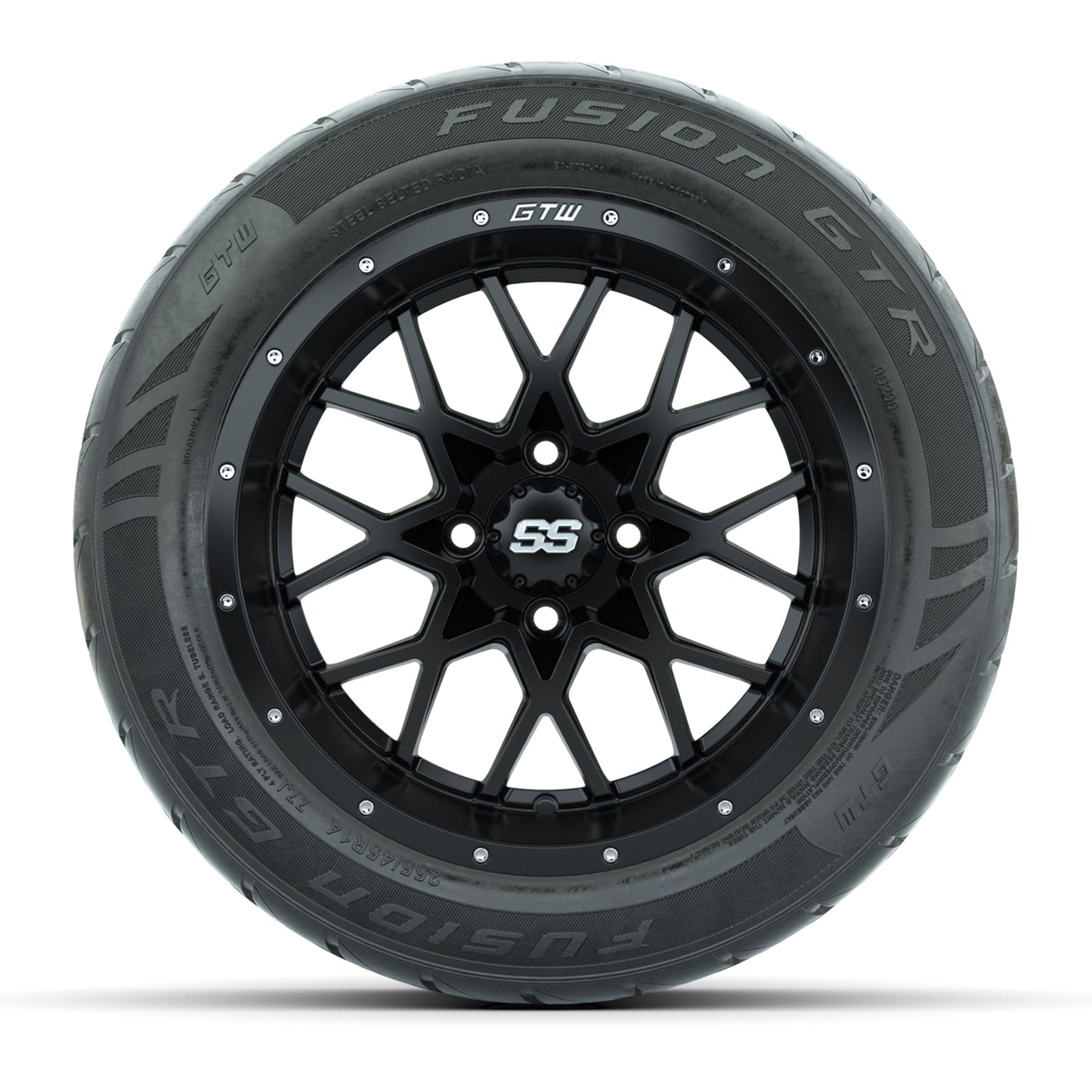 Set of (4) 14 in GTW Vortex Wheels with 255/45-R14 Fusion GTR Street Tires